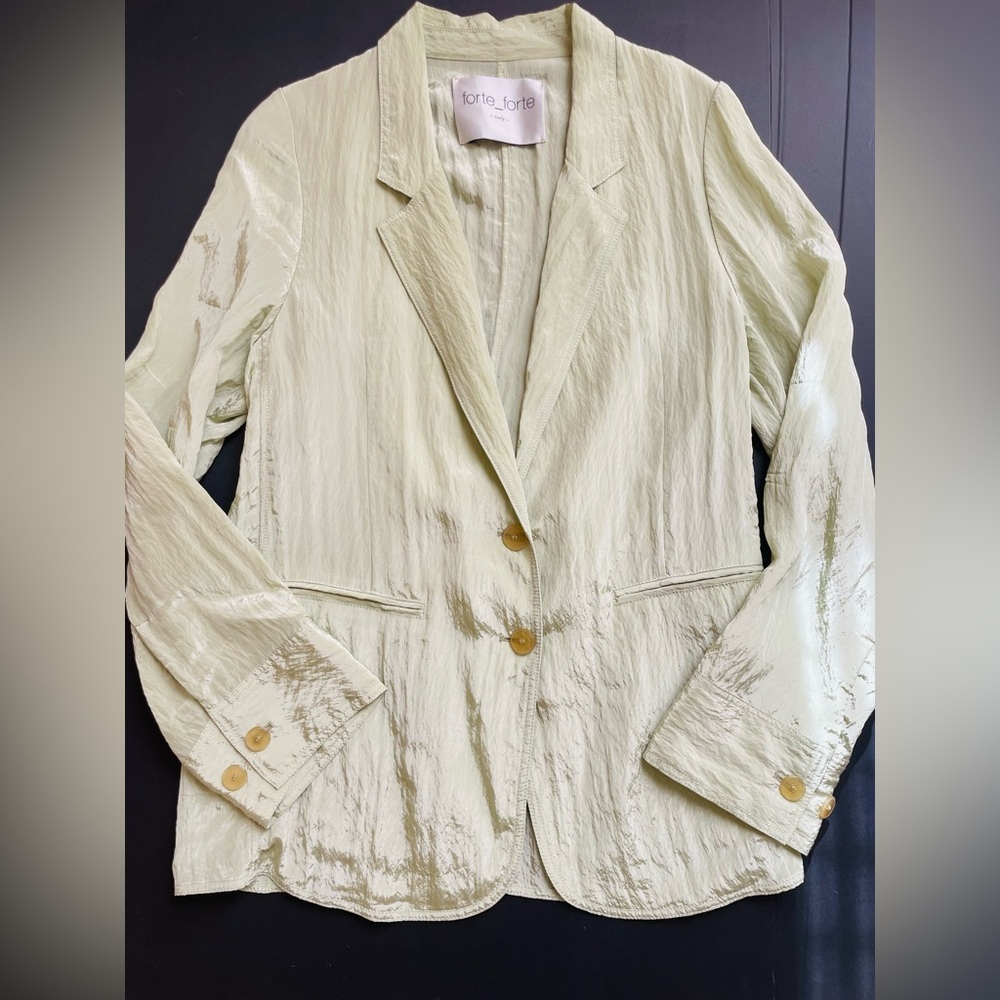 Beautiful Forte Forte Crinkled Blazer Jacket Green Sage Mint Size II US 6